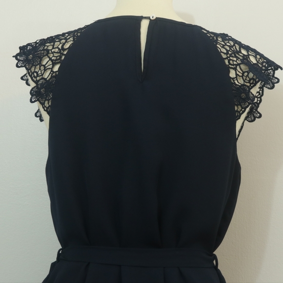 Forever 21 Navy Blue Chiffon Crochet Cap Sleeve Dress - Picture 7 of 9